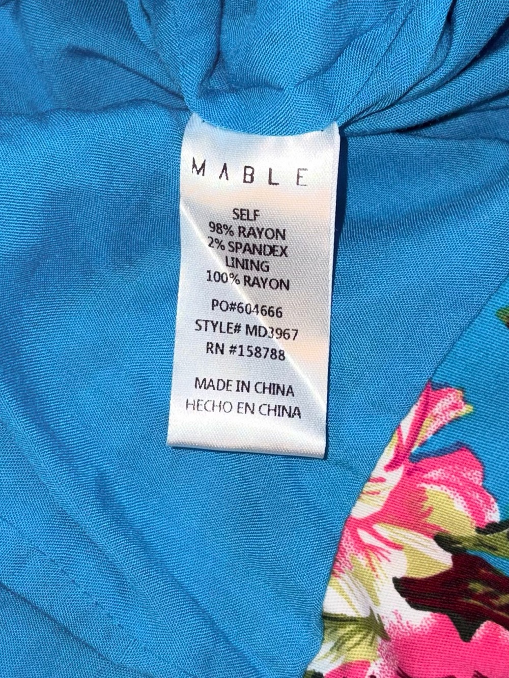 MABLE Vintage Floral Ruffle Ruching Strapless Dress sz M - Picture 8 of 9
